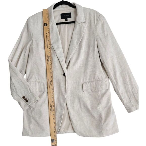 Banana Republic Women's Tan Linen Cotton Blend Blazer Suit Jacket - Picture 3 of 8